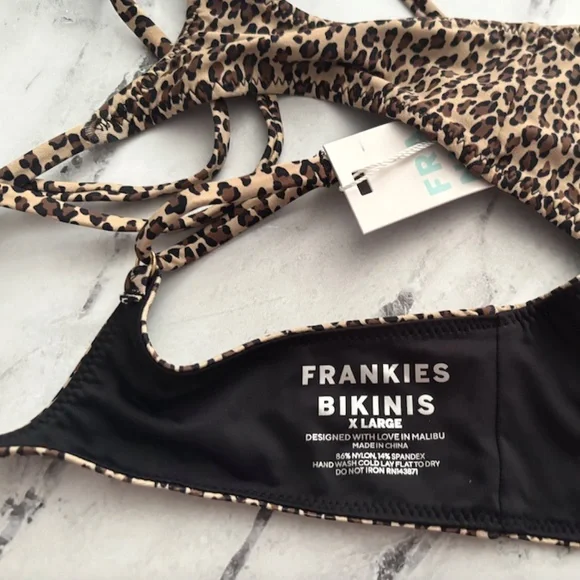 Frankies Bikinis Leopard & Lace Underwire Morning Top Swim Bikini Top XL - Picture 6 of 6